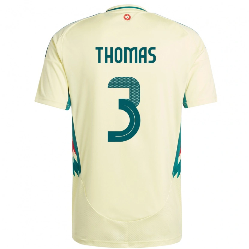 Danxen Hombre Camiseta Gales Elis Thomas #3 Beige Amarillo 2ª Equipación 24-26 La Camisa México