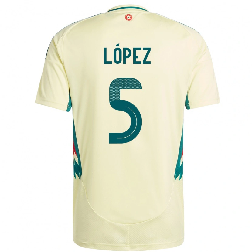Danxen Hombre Camiseta Gales Pablo López #5 Beige Amarillo 2ª Equipación 24-26 La Camisa México