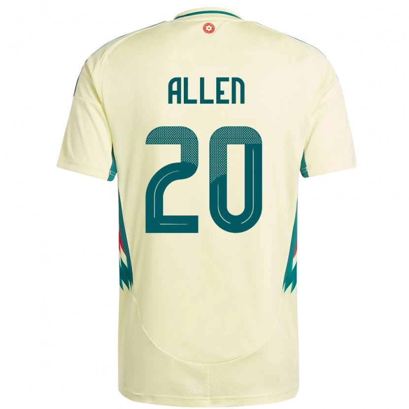 Danxen Hombre Camiseta Gales Cruz Allen #20 Beige Amarillo 2ª Equipación 24-26 La Camisa México