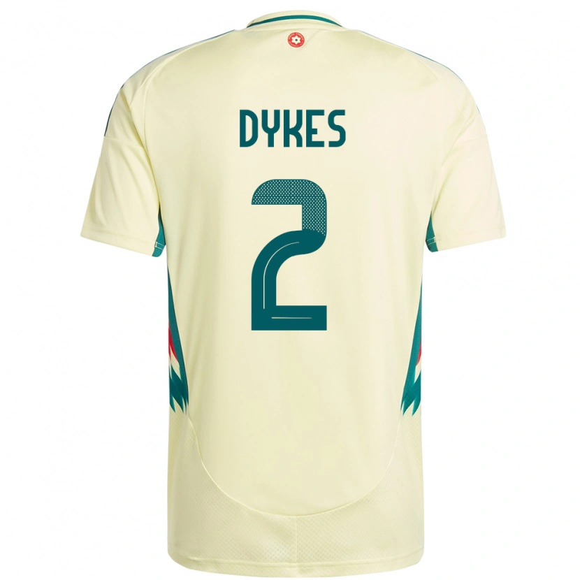 Danxen Hombre Camiseta Gales Loren Dykes #2 Beige Amarillo 2ª Equipación 24-26 La Camisa México