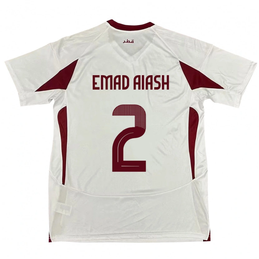 Danxen Hombre Camiseta Catar Mohamed Emad Aiash #2 Blanco 2ª Equipación 24-26 La Camisa México