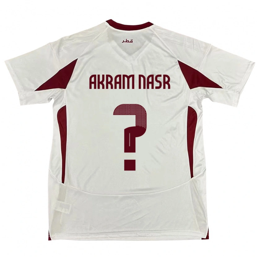 Danxen Hombre Camiseta Catar Mohammed Akram Nasr #0 Blanco 2ª Equipación 24-26 La Camisa México