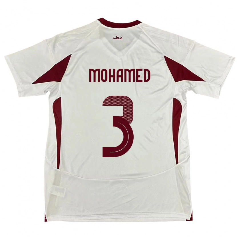 Danxen Hombre Camiseta Catar Motaman Mohamed #3 Blanco 2ª Equipación 24-26 La Camisa México