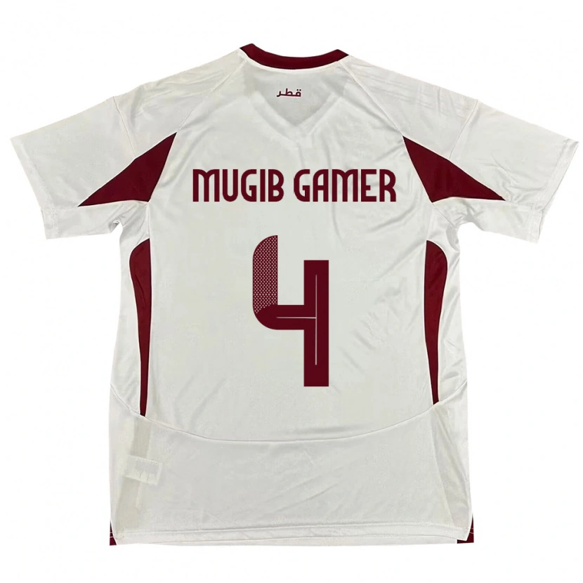 Danxen Hombre Camiseta Catar Abdalla Mugib Gamer #4 Blanco 2ª Equipación 24-26 La Camisa México