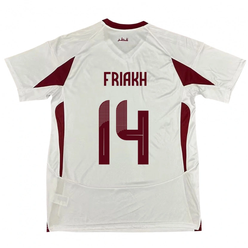 Danxen Hombre Camiseta Catar Jamil Friakh #14 Blanco 2ª Equipación 24-26 La Camisa México