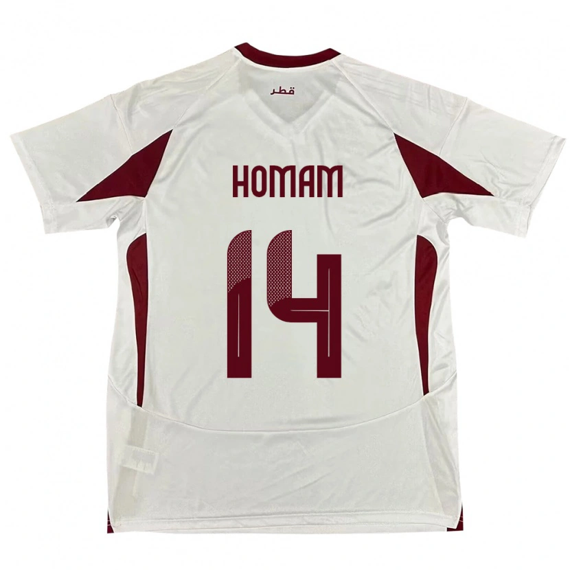 Danxen Hombre Camiseta Catar Homam Ahmed #14 Blanco 2ª Equipación 24-26 La Camisa México