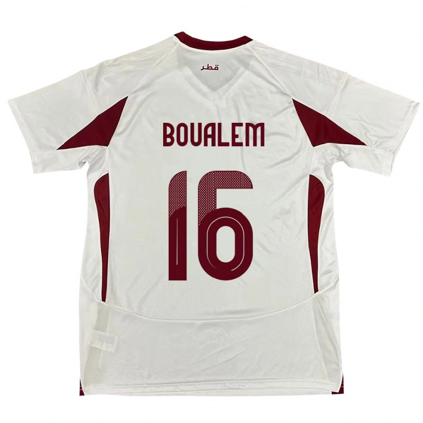 Danxen Hombre Camiseta Catar Boualem Khoukhi #16 Blanco 2ª Equipación 24-26 La Camisa México