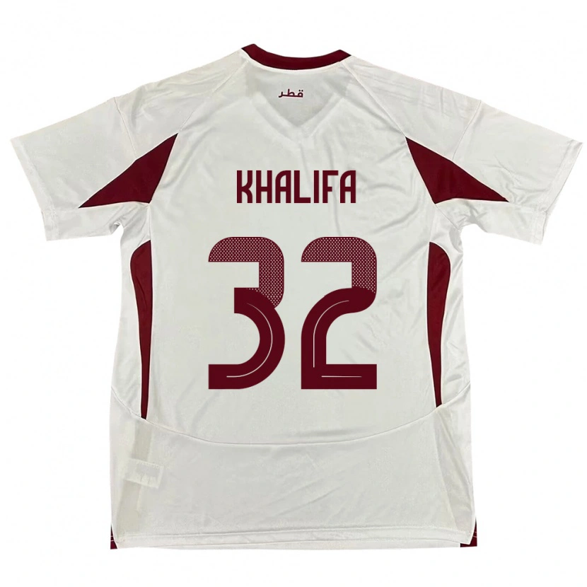 Danxen Hombre Camiseta Catar Duana Khalifa #32 Blanco 2ª Equipación 24-26 La Camisa México