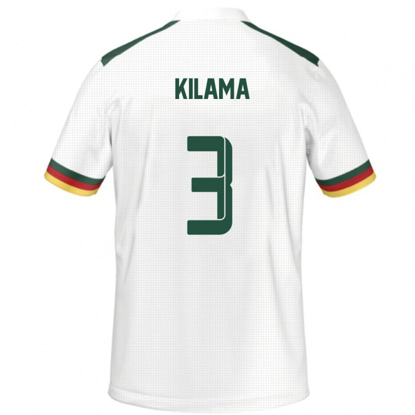 Danxen Hombre Camiseta Camerún Guy-Marcelin Kilama #3 Blanco 2ª Equipación 24-26 La Camisa México