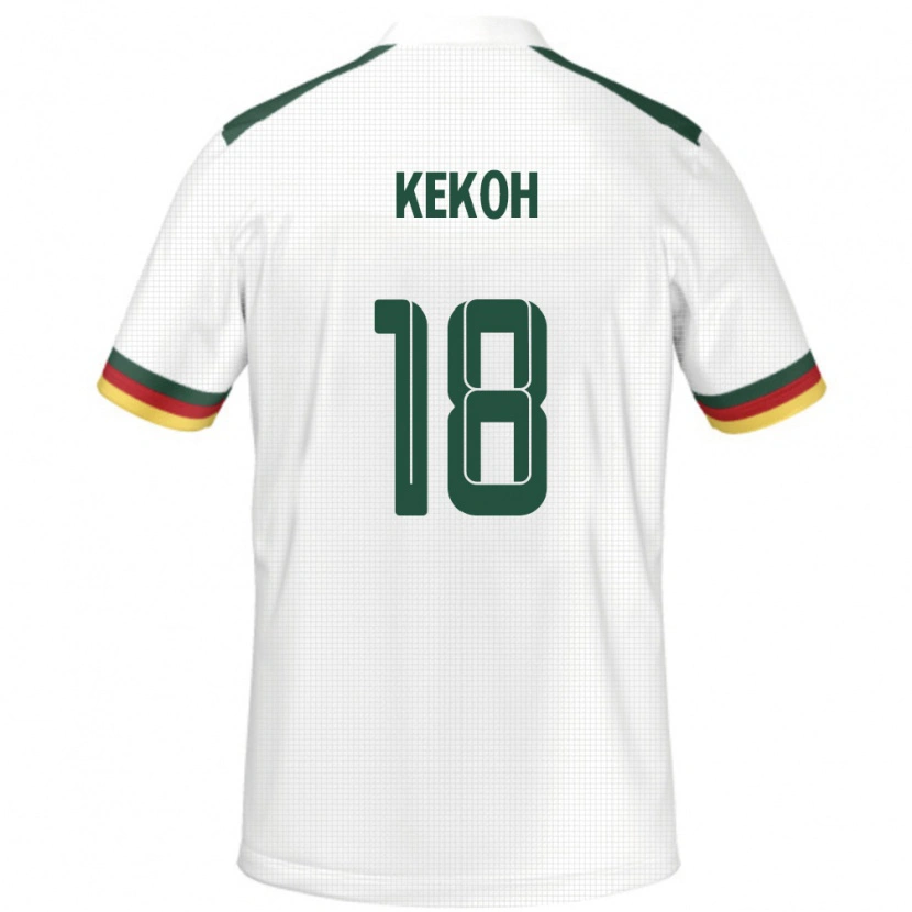 Danxen Hombre Camiseta Camerún Felix Kekoh #18 Blanco 2ª Equipación 24-26 La Camisa México