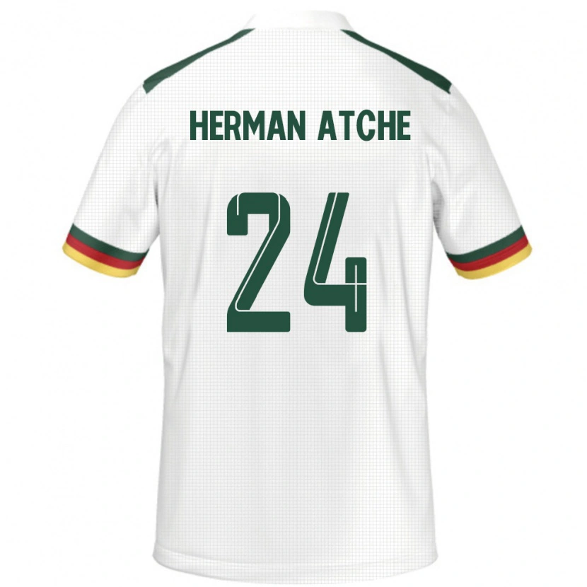 Danxen Hombre Camiseta Camerún Miguel Herman Atche #24 Blanco 2ª Equipación 24-26 La Camisa México