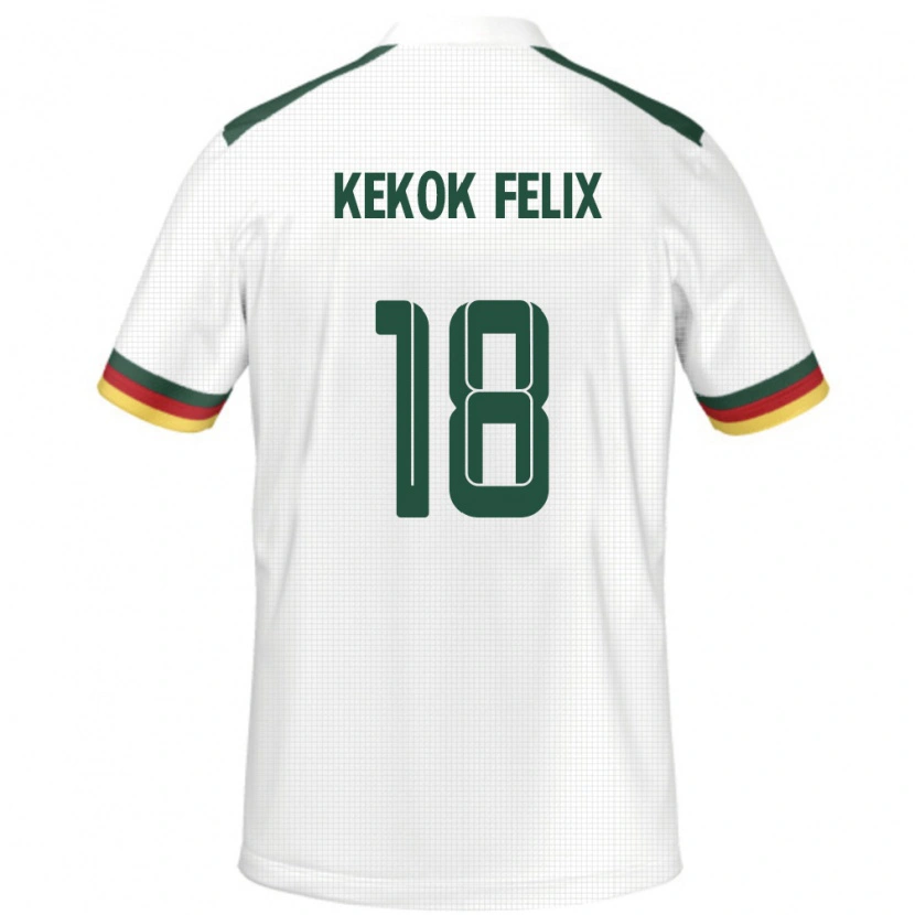 Danxen Hombre Camiseta Camerún Ndifor Kekok Felix #18 Blanco 2ª Equipación 24-26 La Camisa México