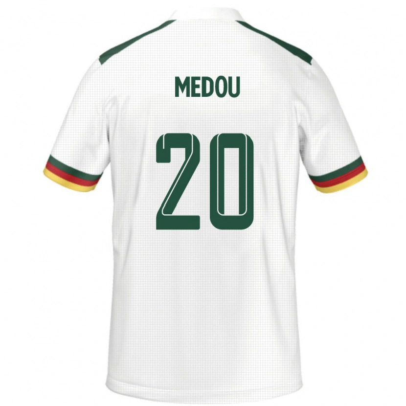 Danxen Hombre Camiseta Camerún Marc Medou #20 Blanco 2ª Equipación 24-26 La Camisa México