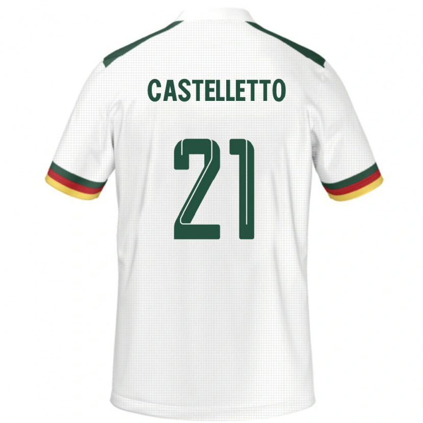 Danxen Hombre Camiseta Camerún Jean-Charles Castelletto #21 Blanco 2ª Equipación 24-26 La Camisa México