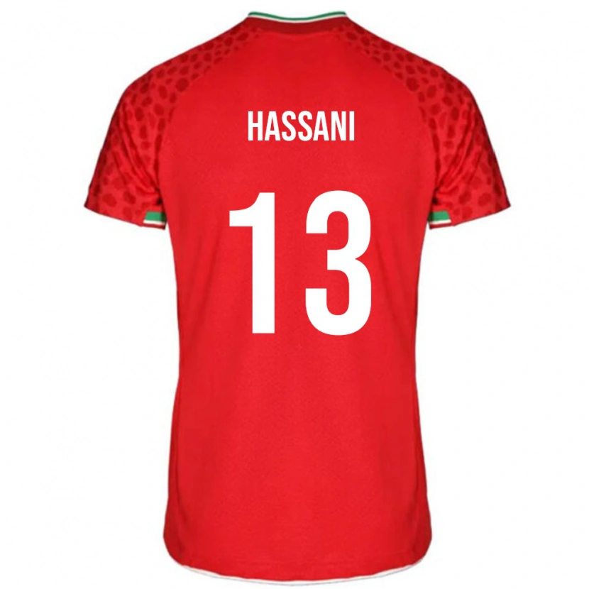 Danxen Hombre Camiseta Irán Ali Hassani #13 Rojo 2ª Equipación 24-26 La Camisa México