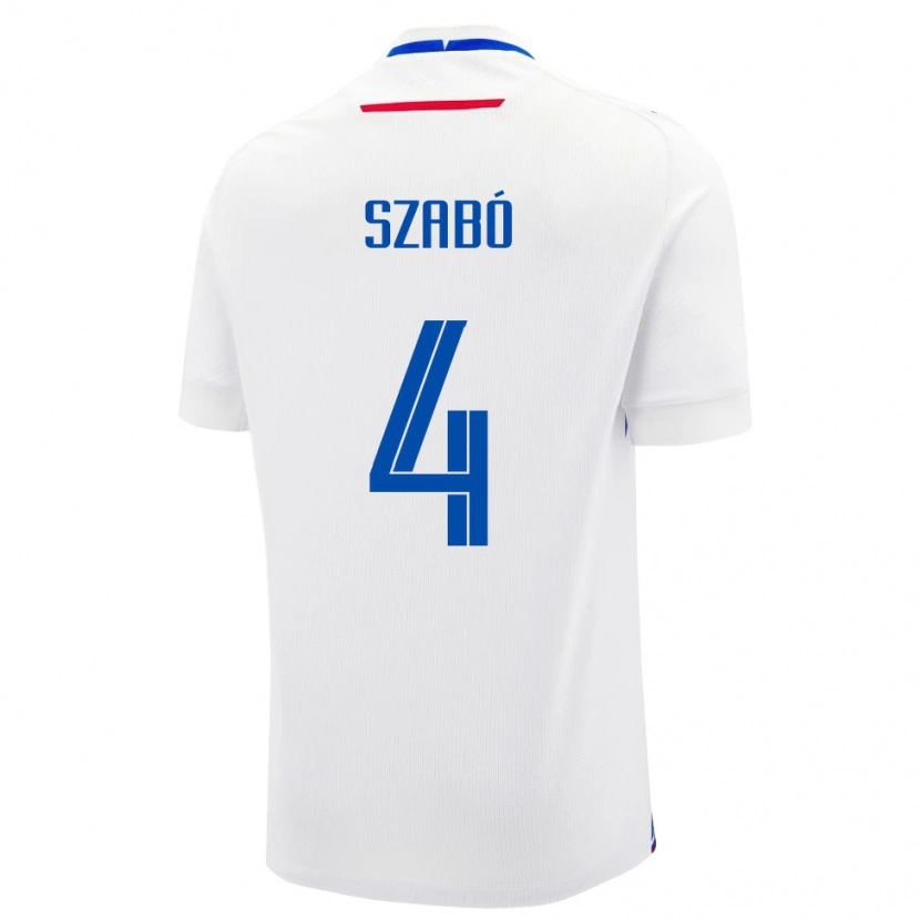 Danxen Hombre Camiseta Eslovaquia Bence Szabó #4 Blanco 2ª Equipación 24-26 La Camisa México