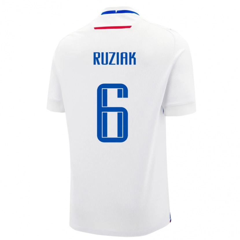 Danxen Hombre Camiseta Eslovaquia Miroslav Ruziak #6 Blanco 2ª Equipación 24-26 La Camisa México