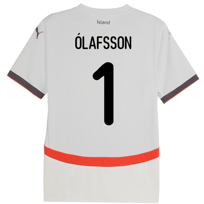 Danxen Hombre Camiseta Islandia Elías Ólafsson #1 Blanco 2ª Equipación 24-26 La Camisa México