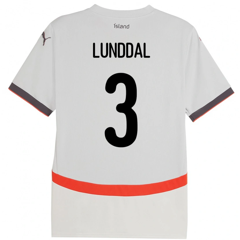 Danxen Hombre Camiseta Islandia Valgeir Lunddal #3 Blanco 2ª Equipación 24-26 La Camisa México
