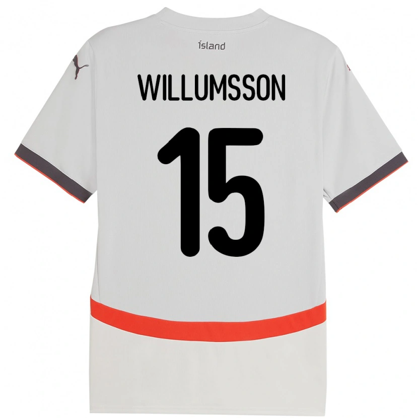 Danxen Hombre Camiseta Islandia Willum Thór Willumsson #15 Blanco 2ª Equipación 24-26 La Camisa México
