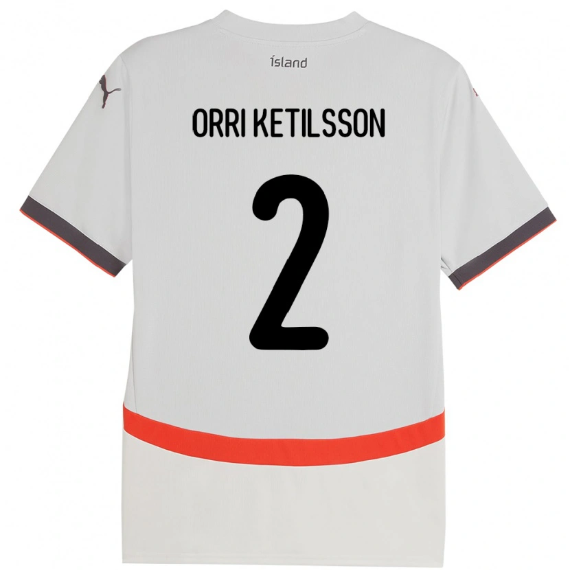 Danxen Hombre Camiseta Islandia Ketill Orri Ketilsson #2 Blanco 2ª Equipación 24-26 La Camisa México