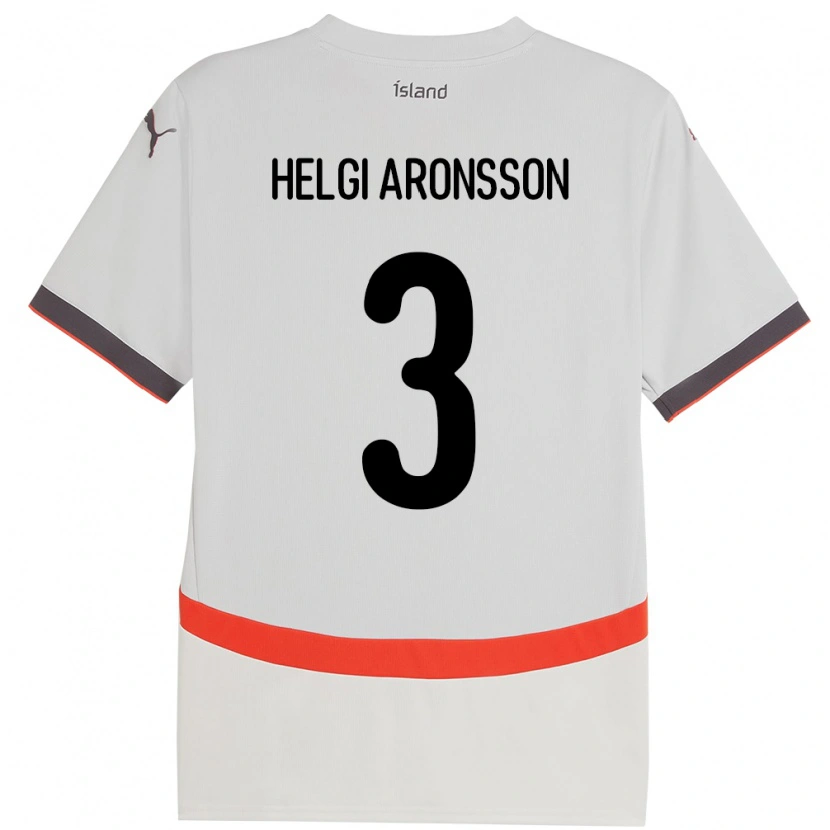 Danxen Hombre Camiseta Islandia Davíd Helgi Aronsson #3 Blanco 2ª Equipación 24-26 La Camisa México