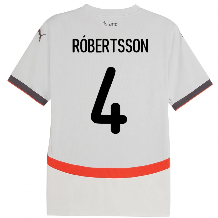Danxen Hombre Camiseta Islandia Logi Hrafn Róbertsson #4 Blanco 2ª Equipación 24-26 La Camisa México
