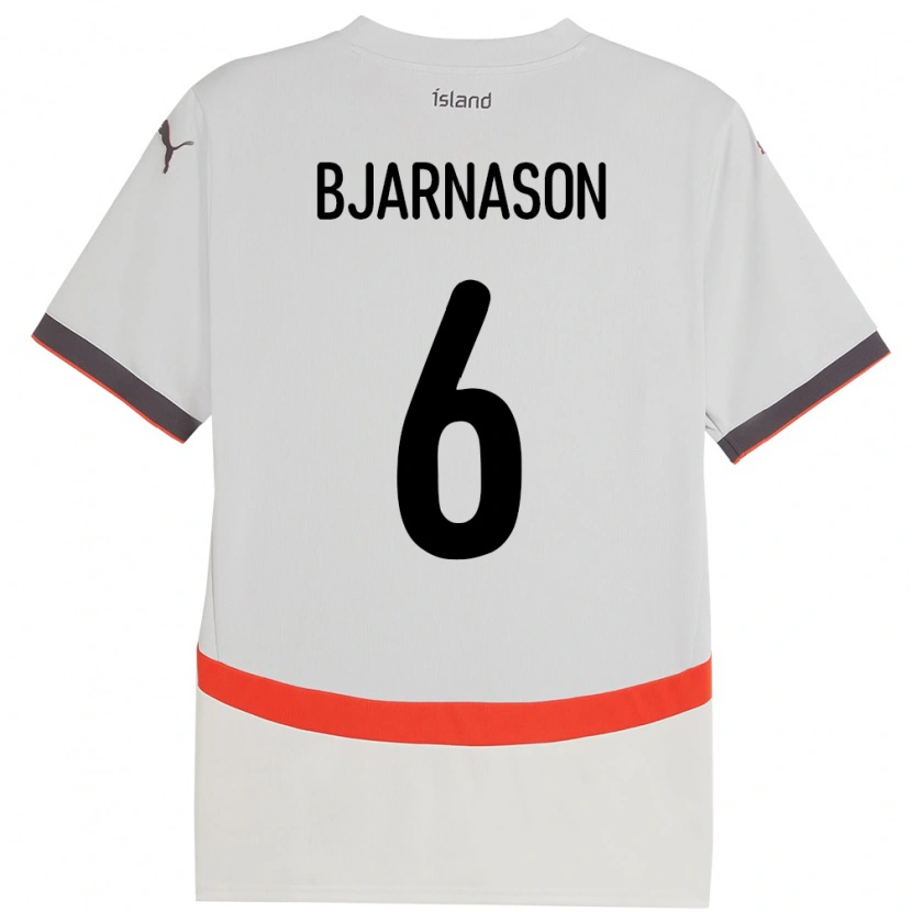 Danxen Hombre Camiseta Islandia Jóhannes Kristinn Bjarnason #6 Blanco 2ª Equipación 24-26 La Camisa México