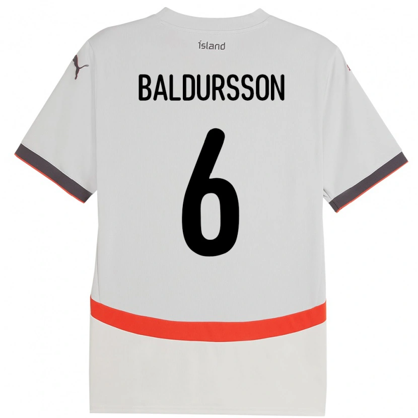 Danxen Hombre Camiseta Islandia Breki Baldursson #6 Blanco 2ª Equipación 24-26 La Camisa México