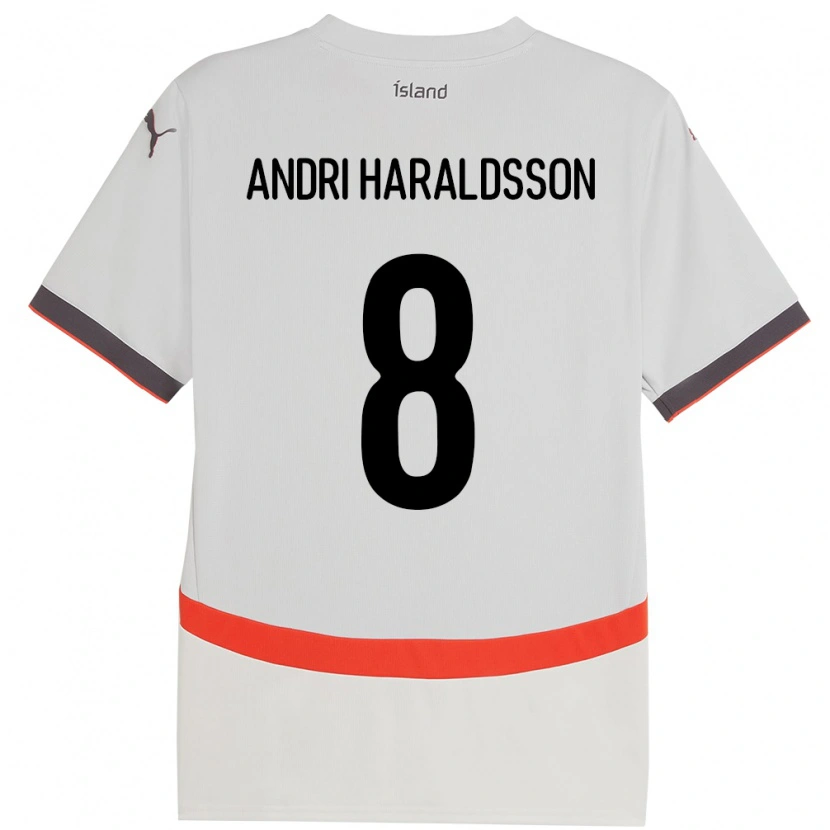 Danxen Hombre Camiseta Islandia Haukur Andri Haraldsson #8 Blanco 2ª Equipación 24-26 La Camisa México
