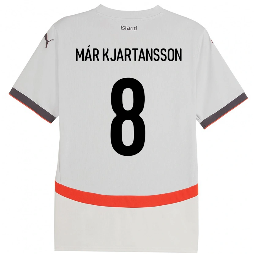 Danxen Hombre Camiseta Islandia Kjartan Már Kjartansson #8 Blanco 2ª Equipación 24-26 La Camisa México