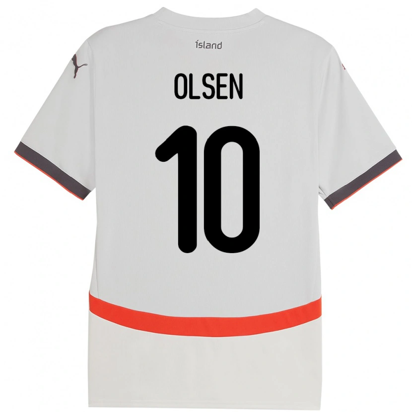 Danxen Hombre Camiseta Islandia Gunnar Olsen #10 Blanco 2ª Equipación 24-26 La Camisa México