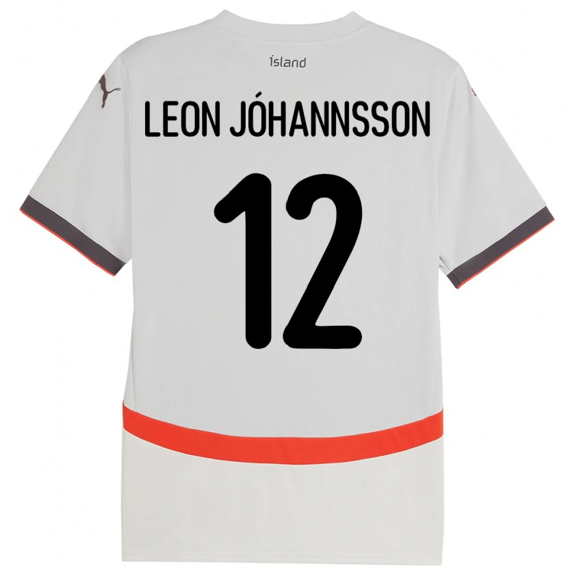 Danxen Hombre Camiseta Islandia Marten Leon Jóhannsson #12 Blanco 2ª Equipación 24-26 La Camisa México