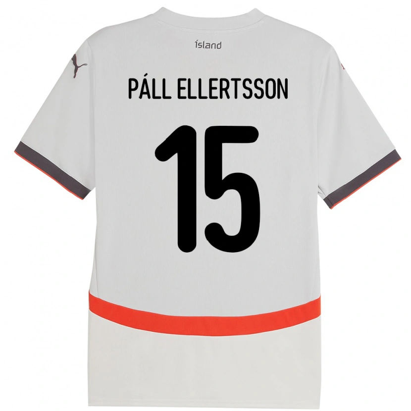 Danxen Hombre Camiseta Islandia Markús Páll Ellertsson #15 Blanco 2ª Equipación 24-26 La Camisa México
