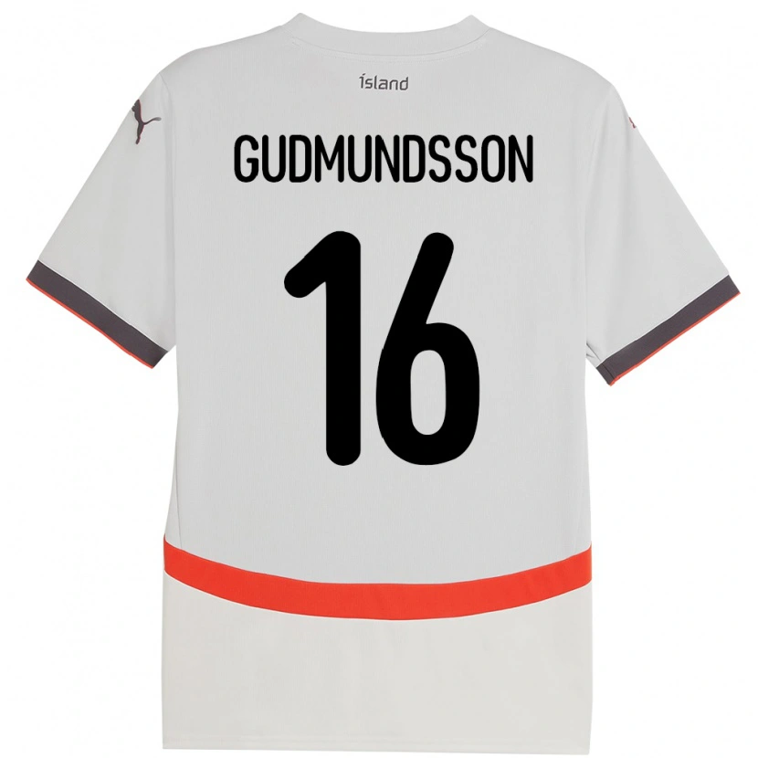 Danxen Hombre Camiseta Islandia Jón Breki Gudmundsson #16 Blanco 2ª Equipación 24-26 La Camisa México