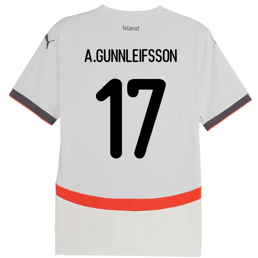 Danxen Hombre Camiseta Islandia Arnar Bjarki Gunnleifsson #17 Blanco 2ª Equipación 24-26 La Camisa México