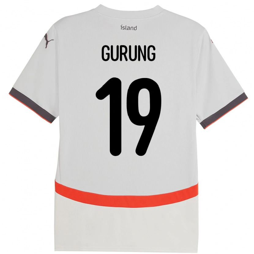Danxen Hombre Camiseta Islandia Karan Gurung #19 Blanco 2ª Equipación 24-26 La Camisa México