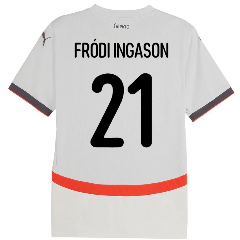 Danxen Hombre Camiseta Islandia Helgi Fródi Ingason #21 Blanco 2ª Equipación 24-26 La Camisa México