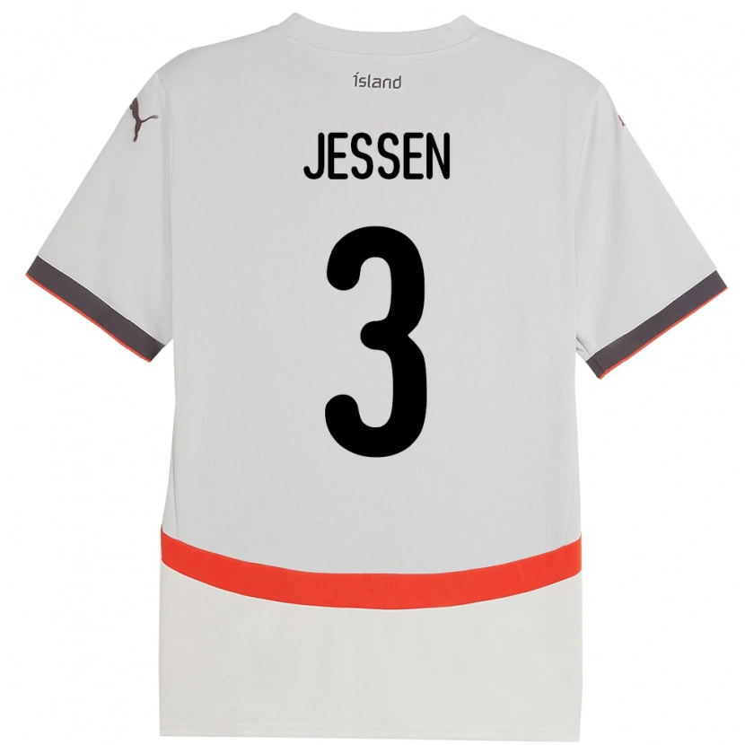 Danxen Hombre Camiseta Islandia Sandra Jessen #3 Blanco 2ª Equipación 24-26 La Camisa México