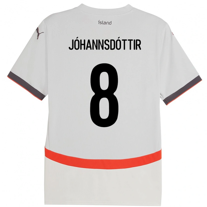 Danxen Hombre Camiseta Islandia Alexandra Jóhannsdóttir #8 Blanco 2ª Equipación 24-26 La Camisa México