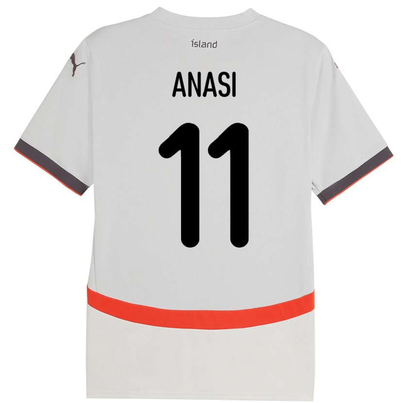 Danxen Hombre Camiseta Islandia Natasha Anasi #11 Blanco 2ª Equipación 24-26 La Camisa México