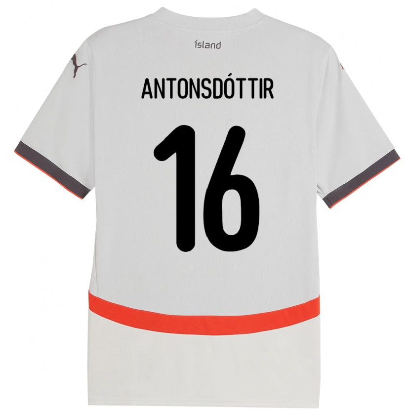 Danxen Hombre Camiseta Islandia Hildur Antonsdóttir #16 Blanco 2ª Equipación 24-26 La Camisa México