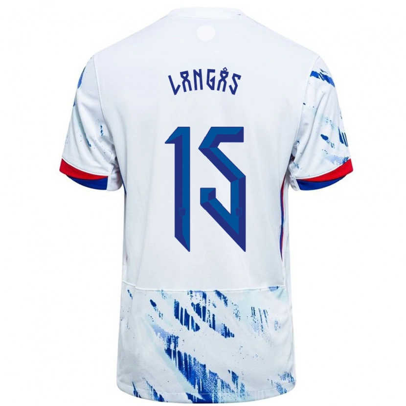Danxen Hombre Camiseta Noruega Sondre Langås #15 Blanco Azul 2ª Equipación 24-26 La Camisa México