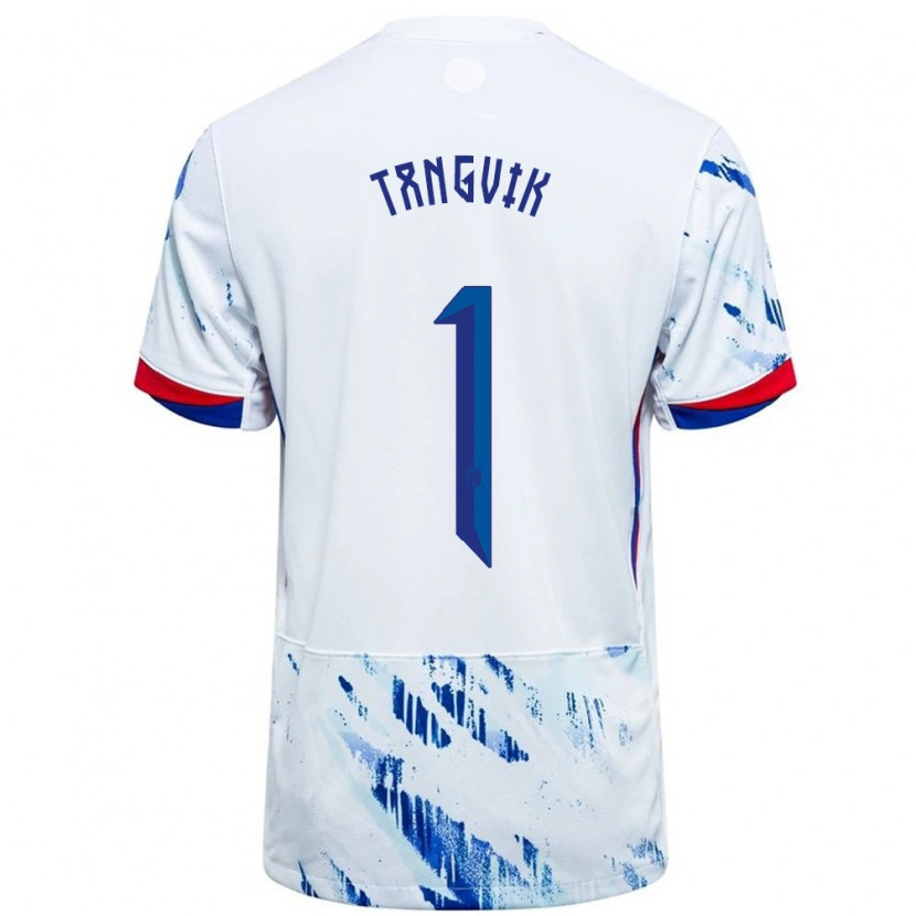 Danxen Hombre Camiseta Noruega Sander Tangvik #1 Blanco Azul 2ª Equipación 24-26 La Camisa México