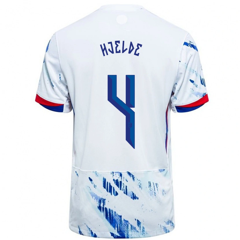 Danxen Hombre Camiseta Noruega Leo Fuhr Hjelde #4 Blanco Azul 2ª Equipación 24-26 La Camisa México