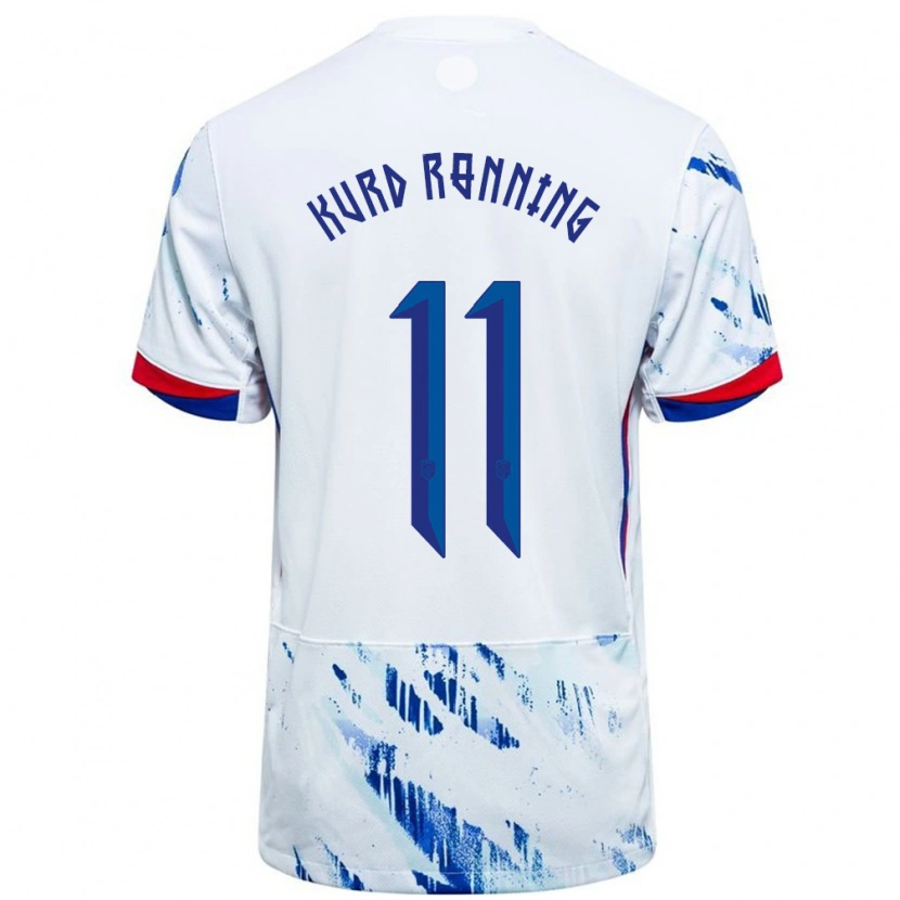 Danxen Hombre Camiseta Noruega Adrian Kurd Rønning #11 Blanco Azul 2ª Equipación 24-26 La Camisa México