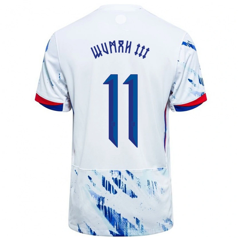 Danxen Hombre Camiseta Noruega Edward Wumah Iii #11 Blanco Azul 2ª Equipación 24-26 La Camisa México