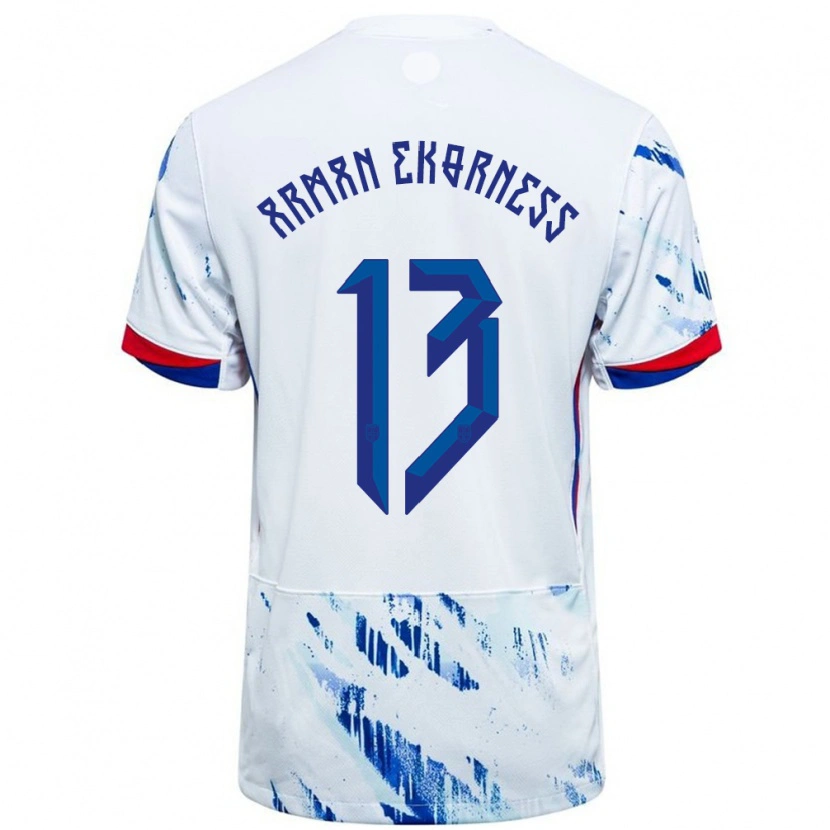 Danxen Hombre Camiseta Noruega Karsten Arman Ekorness #13 Blanco Azul 2ª Equipación 24-26 La Camisa México
