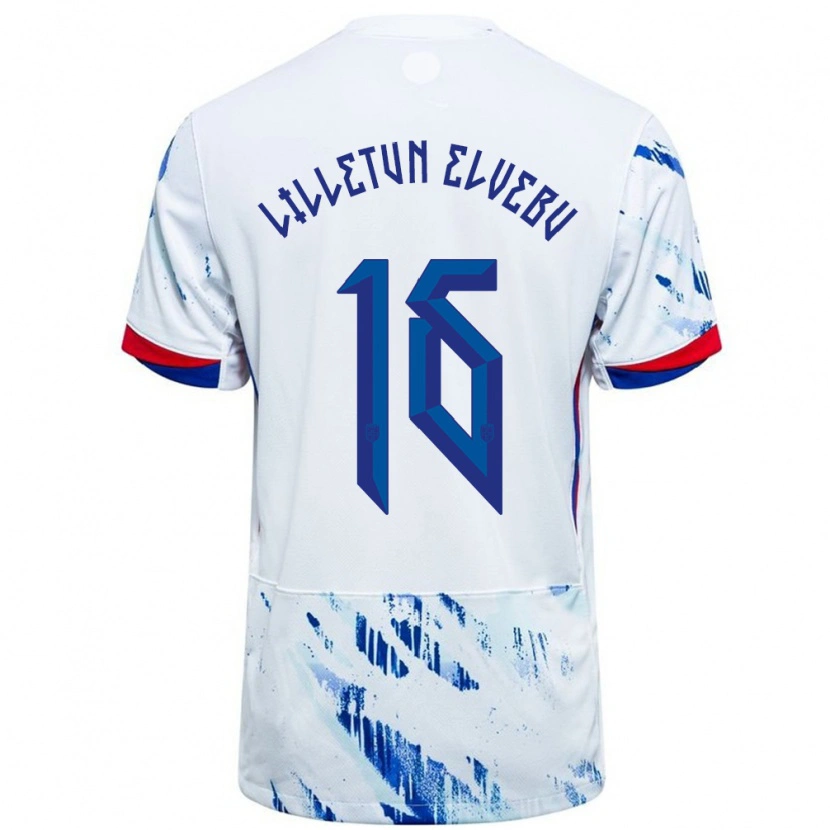Danxen Hombre Camiseta Noruega Aleksander Lilletun Elvebu #16 Blanco Azul 2ª Equipación 24-26 La Camisa México