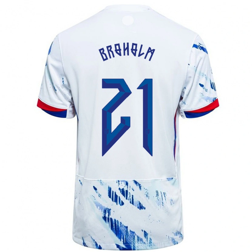 Danxen Hombre Camiseta Noruega Marius Broholm #21 Blanco Azul 2ª Equipación 24-26 La Camisa México